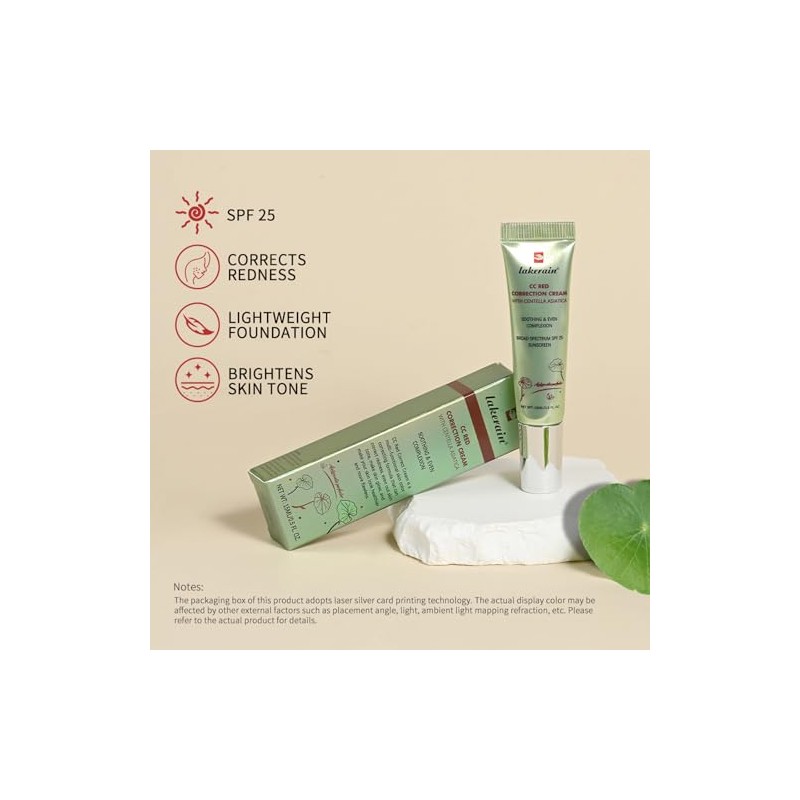 Erinde CC Cream con Centella Asiática, CC Red Correct Crema,#02Verde