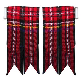 New Solid Plain Black, Royal Stewart Tartan Flashes Many More Scottish Kilt Hose Sock Flash (Black Stewart)