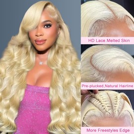 28 Inch 13x6 Lace Front Wig Human Hair 200 Density 613 Blonde Wig Body Wave Lace Front Wigs Human Hair Pre Plucked 613 HD Lace Frontal Wig for Women