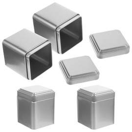 HOLIDYOYO 4pcs Square Tea Tins Canister Tea Storage Containers with Airtight Lids Tin Can Box for Storage Loose Leaf Tea Coffee Sugar Crafts Treats Favors Silver