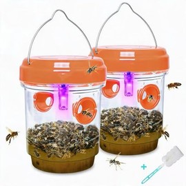 2 Pack Wasp Traps Outdoor Hanging Carpenter Bee Trap for Hornet, Yellow Jacket, Wasps, Reusable Solar Wasp Catcher, Bee Catchers for Outside