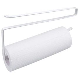 AvoDovA Kitchen Roll Holder, Holder for Kitchen Towel, Kitchen Paper Roll Holder Steel, Paper Roll Holder Rack Under Cabinet Shelf, Cabinet Paper Towel Holder White No Drilling, 25cm