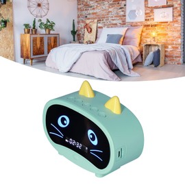 Bluetooth Speaker,Small Alarm Clock Radio for Bedrooms,Dual Alarm, LED Display,Cute Cat Ear Design Supports Memory and USB Sound Cards,FM Radio,Built in1000mHA Battery for Bedroom Office(Green)