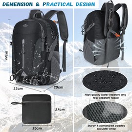 RAINSMORE Hiking Backpack 40L Lightweight Foldable Rucksack for Men Women Water Resistant Backpack Durable Packable Travel Daypack for Camping Climbing Walking Mountaineer Sports Outdoor