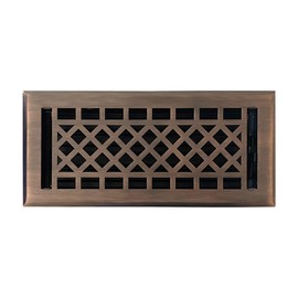 Empire Register Co, Vent Cover - 4x10 inch, Art & Craft Design, Antique Copper Finish, Heavy Duty Floor Vent Covers, Metal Damper Attached Vent Covers for Home Floor only