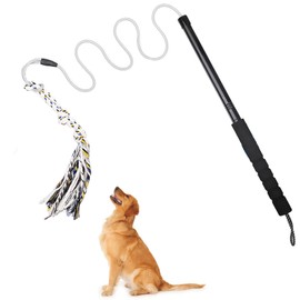 Flirt Pole for Dogs Outdoor Chase Toy Interactive Flirt Pole for Outdoor Exercise & Training Heavy Duty Dog Teaser Wand with Rope Durable Dog Fishing Pole Toy Flirt Stick for Small & Medium Dogs