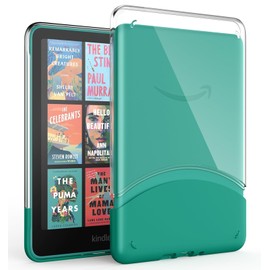 MoKo Case for 7 Inch Kindle Paperwhite (12th Generation) 2024 and Kindle Colorsoft Signature Edition (1st Generation), Ultra Thin Soft Case PC Clear Back Protective Case Transparent, Clear + Jade