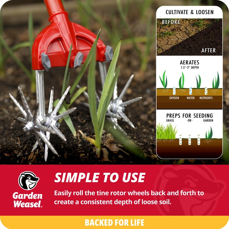 Garden Weasel Rotary Cultivator & Hand Tiller - 2-in-1 |
