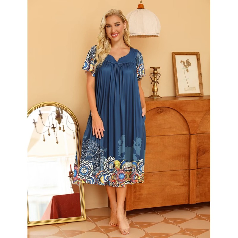 Bloggerlove Moo Moos House Dress for Women Duster Housecoat Grandma