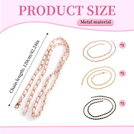 Landrain Pack of 3 Bag Chains Gold Chain for Bag
