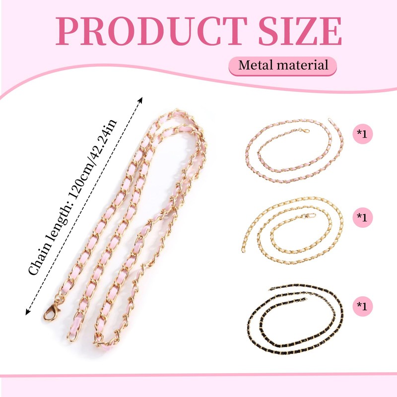 Landrain Pack of 3 Bag Chains Gold Chain for Bag