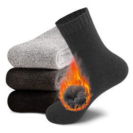 Merino Wool Socks Mens Thick Warm Winter Wool Socks, Super Soft Thermal Socks for Men/Women Hiking Cozy Socks(Light gray+Dark gray+Black)