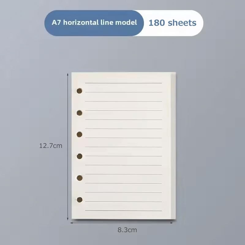 Audiofan Notebook Refill, Mini 6 Holes, Horizontal Rule, A7, 6