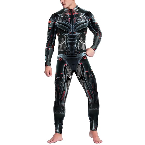 Foksikely Unisex Mechanical Robot Skeleton 3D print Skinny Jumspsuit Outfits
