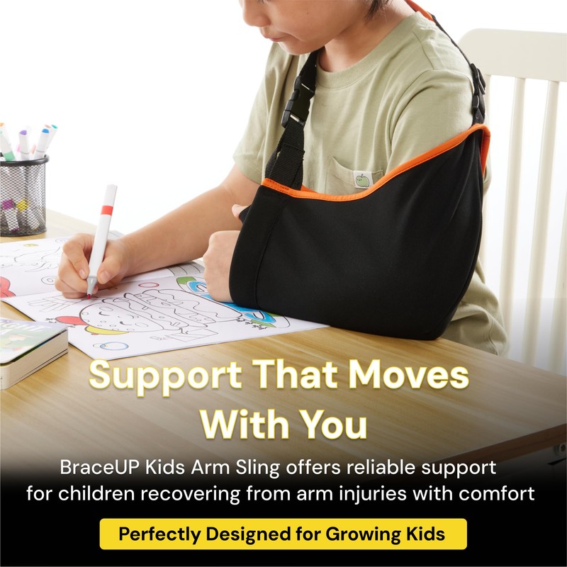 BraceUP Arm Sling for Kids - Comfortable Adjustable Support for