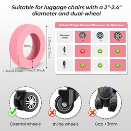 8 Pack Luggage Wheel Covers for Dual Spinner Wheels, Silicone Suitcase Wheel Protectors for 2.0"-2.4" Wheels, Noise Reducing & Anti-Scratch Tire Sleeves, Travel Accessories for Checked & Carry On