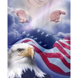 David Textiles Unity Under Hands of God with American Flag and Eagle Panel Cotton Fabric DX-2586
