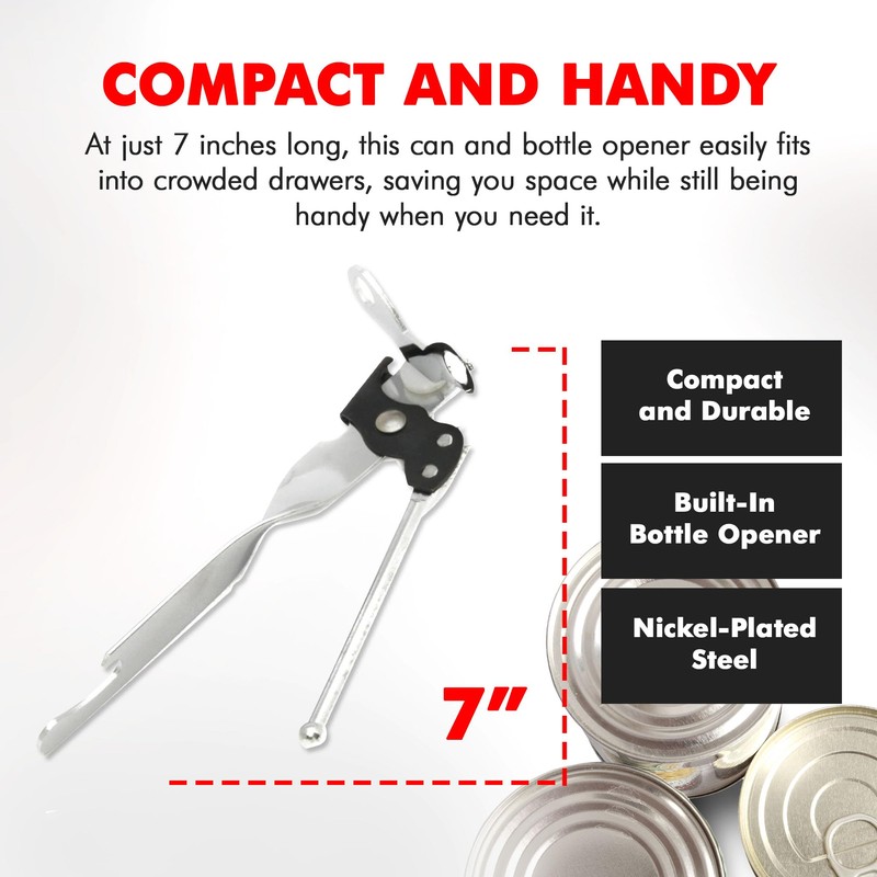 Chef Craft Select Can Opener with Bottle Opener, 7 Inch,