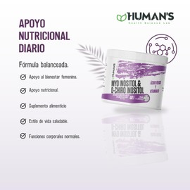 HUMAN’S HEALTH D-Chiro Inositol, Relación 40:1 Myo Inositol, D-Chiro Inositol con Acido Folico y Vitamina D3, Suplemento en Polvo para Mujeres, Apoyo Nutricional Diario, Bienestar Femenino Natural, 200 g