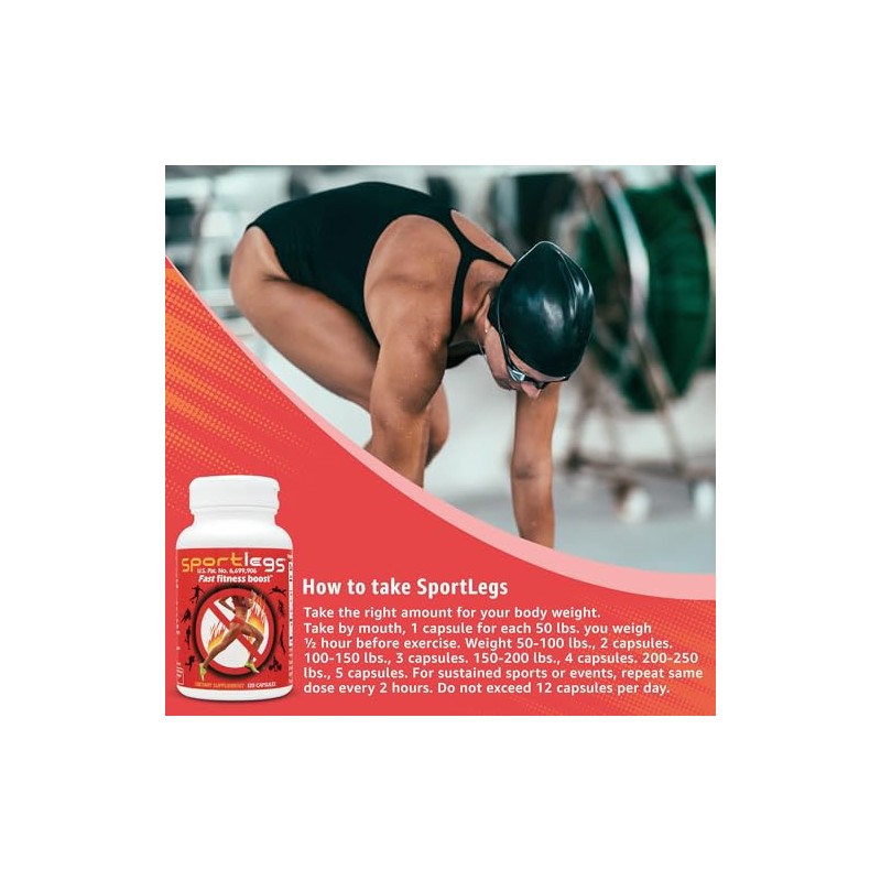 SportLegs Suplemento en Cápsulas, Fórmula para Rutina Deportiva, Botella con