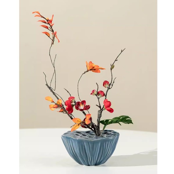 Primst Ceramic Lotus Flower Arranging Vase, Japanese Ikebana Vase Flower