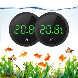 ORIA Aquarium Thermometer, LED Display Digital Temperature Meter Aquarium (℃), Glue-On Mini Marine Temperature Sensor for Freshwater, Seawater, Reptiles - Pack of 2 (Black)