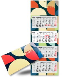 4-Month Calendar 2026 Wall Calendar with Slider in Large Format 87.5 x 32 cm "Colourful Pop Edition" for Office and Home