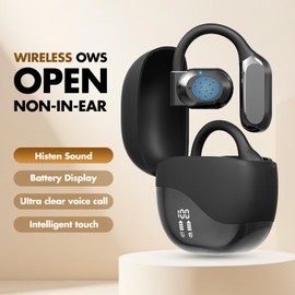 AI OWS Translator Earbuds Real-Time Translation Earbuds 144 Languages and Accents Two-Way Translation Device for Travel Business and Learning Compatible with iOS and Android Black