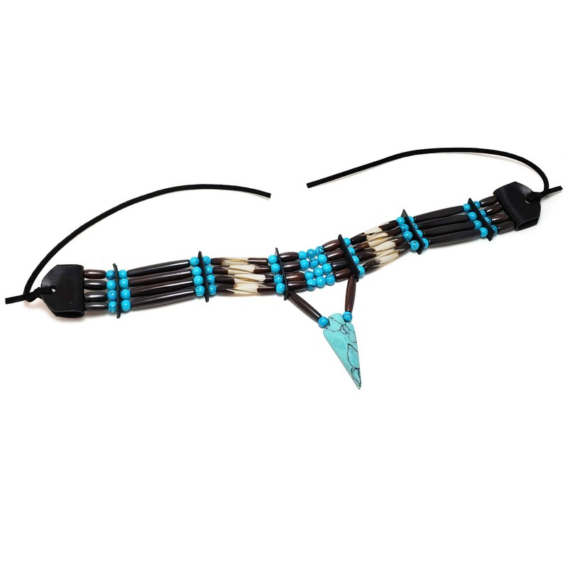 4 Row Buffalo Bone Hairpipe Beads Traditional Tribal Choker Necklace