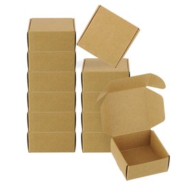 PATIKIL 2.5x2.5x1.2" Paper Soap Box, 20 Pack Homemade Soap Boxes Square Presents Packaging Boxes for Birthday Christmas DIY Craft, Brown