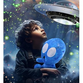 DolliBu Snug-Mooshies Space Blue Alien Stuffed Animal Plush Toy - Space Super Fluffy Soft Animal Friend for Girls and Boys, Medium Huggable Cute Plush for Kids Play, Cuddling and Decoration - 12 Inch