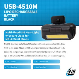 Nightstick USB-4510M Multi-Flood Gear Light w/MOLLE Clip - LiPo - Black