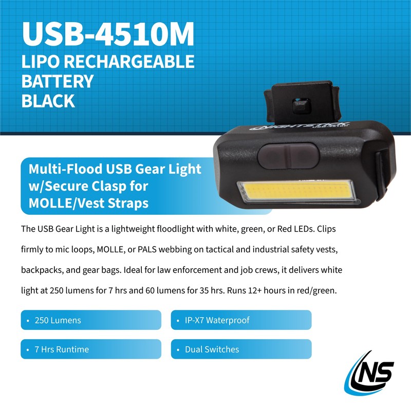 Nightstick USB-4510M Multi-Flood Gear Light w/MOLLE Clip - LiPo -
