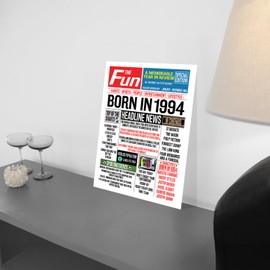 Stuff4 31st Birthday Poster Unframed - Born In 1994 Newspaper - Happy 31st Birthday Gifts for Men Women Vintage Retro Back In 1994, 8x10 Inch Thirty-One Thirty-First Bday Party Decor Decoration