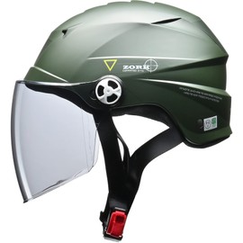 Lead Industrial Motorcycle Half Helmet ZORK Matte Green Large Size (Less than 23.6 - 24.4 inches (60 - 62 cm)