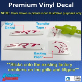 Reflective Concepts 2021, 2023, 2024 Durango SRT Hellcat Front and Rear SRT Emblem Overlay Decal Stickers - (Color: Carbon Fiber)