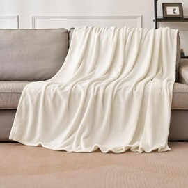 MIULEE Flannel Fleece Throw Blanket Soft Fluffy Solid Color Comfortable Plush Warm and Cozy for Bed Sofa Bedroom Travel/Single Beige 51x60 Inch 130x150cm
