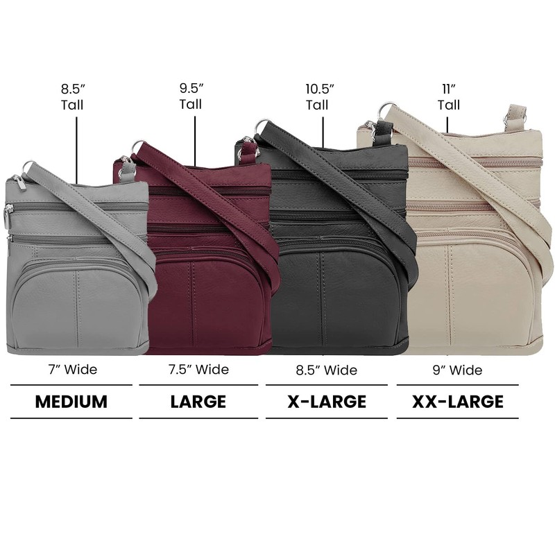 TOVOSO Crossbody Bag for Women, Genuine Leather Multi-Pocket Purse with