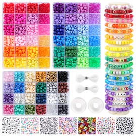 QUEFE 3000pcs,72 Colors, Pony Beads Bracelet Making Kit for Adults, Rainbow Kandi Beads Friendship Bracelet Kit, Letter Beads for Jewelry Making with Elastic Strings for Bracelet Necklace Making