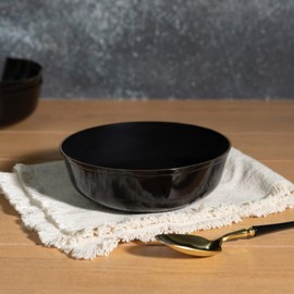 Blue Sky Edge Black With Gold Rim Bowls - 16 oz (10 Count) Disposable Round Plastic Bowls for Parties, Events & Special Occasions