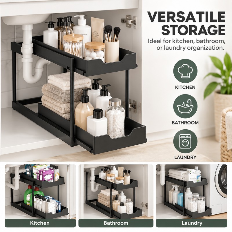 2-Tier Under Sink Organizer for Kitchen & Bathroom – Pull-Out