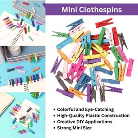 Mini Clothespins Clothes Pins Colored 100PCS, 1.7 Inch Small Wooden Clips, Colorful Tiny Cloth Pin for Crafts, Baby Clothesline, Hanging Photos, Paper, Decorative Picture Clips