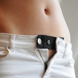 Self-Adjusting Button Elastic Pregnancy Waist Extension - Adds Inches of Waistband Stretch - No Need for Maternity Pants (Large, 3-Pack)