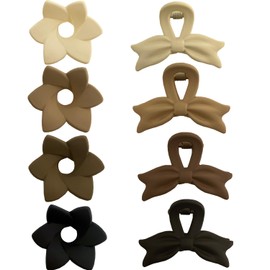 MARY LAVENDER Medium Claw Clips Flower Shape for Women and Girls, Non Slip Strong Hold Hair Clips for Thick Hair, 8 Neutral Colors