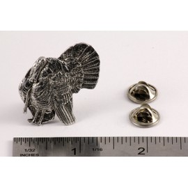 Antique Pewter Turkey Strutting Large Pin B041