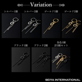 [SEIYA INTERNATIONAL] Men's Single Ear Hoop Earrings, Ring Earrings, Chain Earrings, Hoop Ring, Roman Numerals, Stainless Steel, 18G, Stainless Steel, No Gemstone