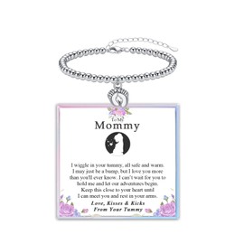 YBISNAIRE Mom to Be Gifts, First Time New Mom Gifts for Expecting Mommy Little Feet Charm Bracelet for Women New Mother Mommy Maternity Presents Shower 1st Mothers Day