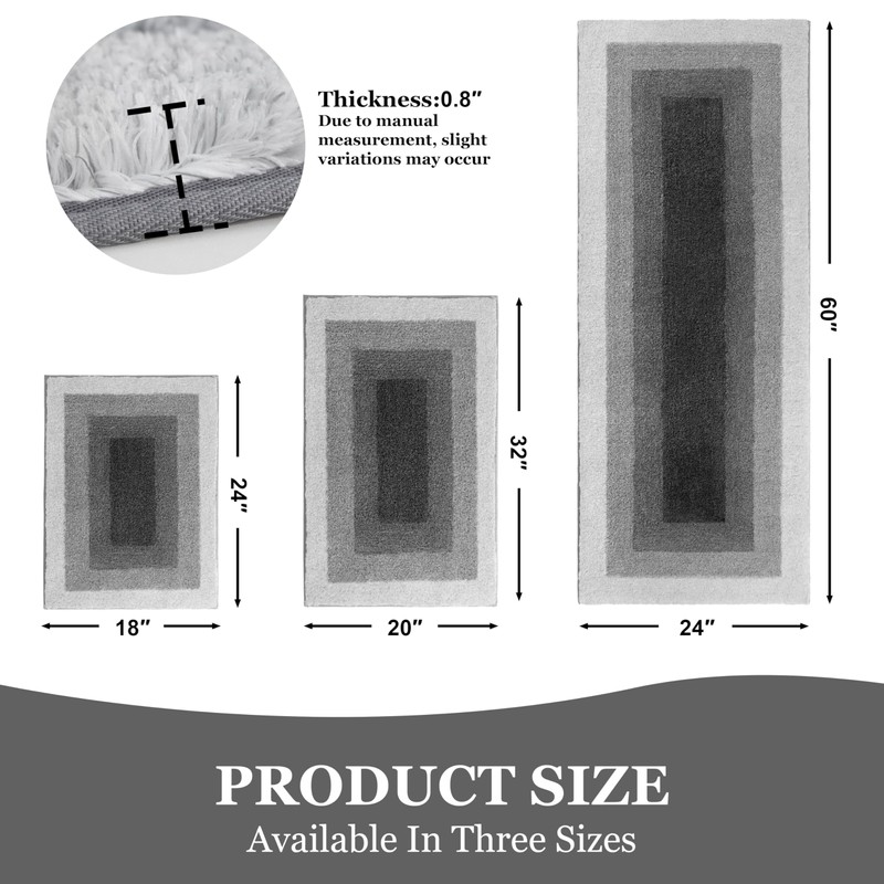 RORA Gray Bathroom Rugs Non Slip Washable 18x24 Absorbent Bath