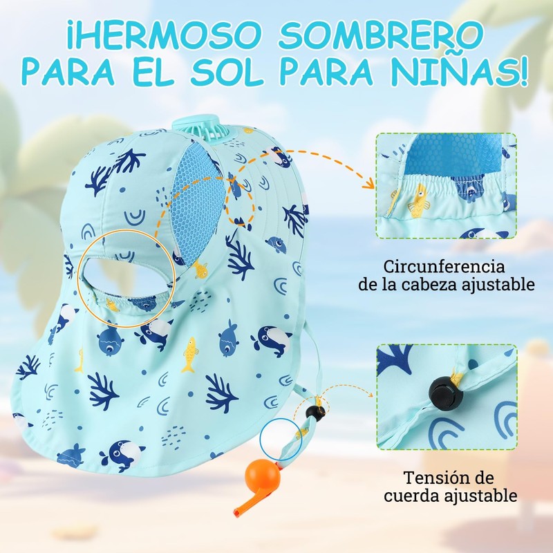 Gorro para Playa Ninas,Sombrero de Sol para niños y niñas，Gorra