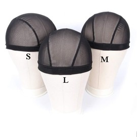 ZQIAN BEAUTY Small Mesh Dome Caps For Wigs 6 Pcs Stretch Breathable Mesh Dome Wig Cap Spandex Black Wig Caps For Making Wigs (6 Pcs, Black, S)